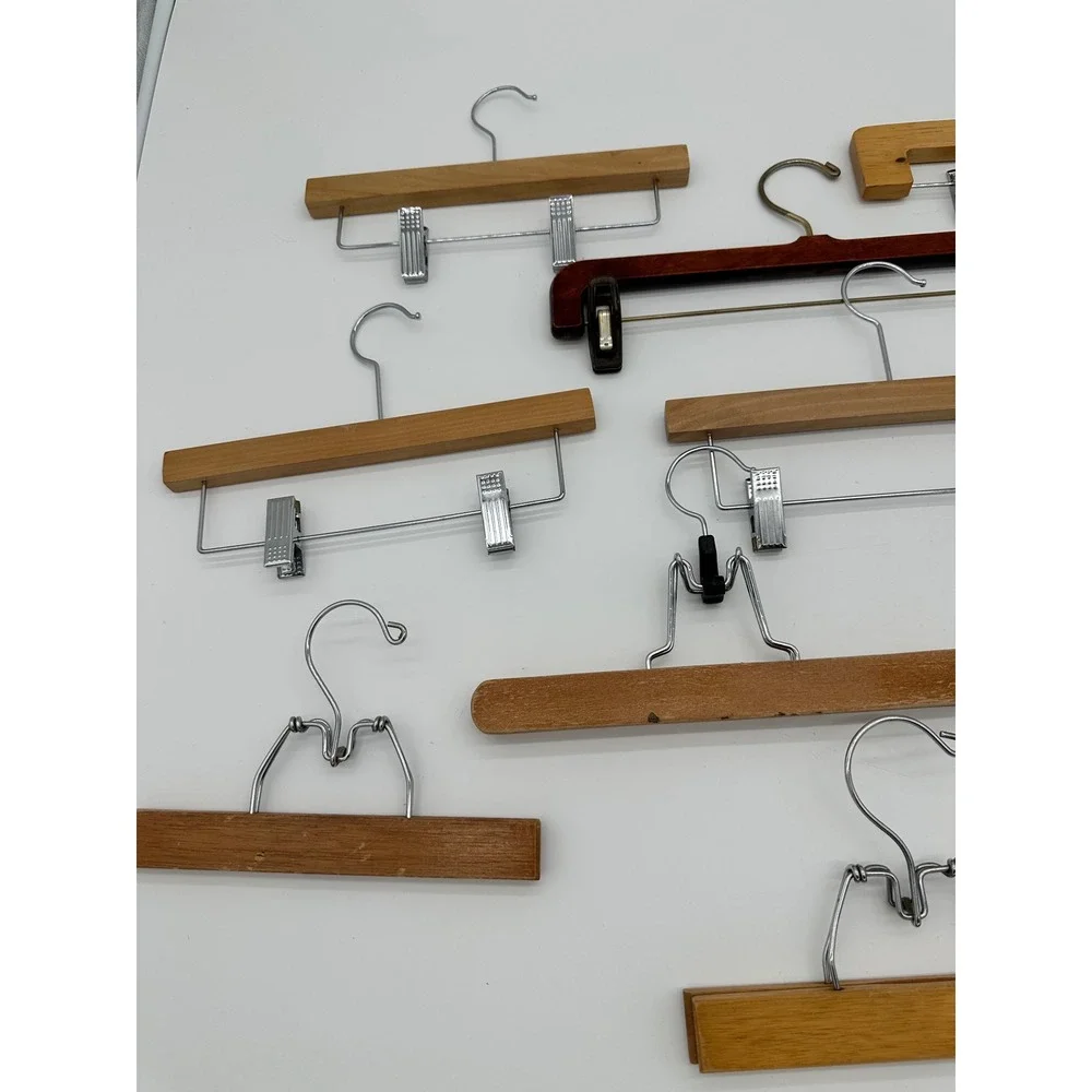 Wooden Pant‎ Skirt Hangers Lot of 11 Vintage Style Brown